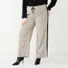 Plus Size Nine West Side-Stripe Pull-On Wide-Leg Pants Yellow Black Ivory