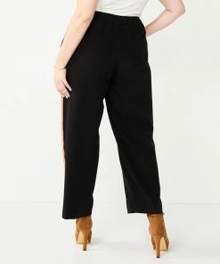 Plus Size Nine West Side-Stripe Pull-On Wide-Leg Pants Yellow Black Ivory -Nine West Shop unnamed file 3986