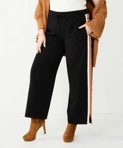 Plus Size Nine West Side-Stripe Pull-On Wide-Leg Pants Yellow Black Ivory -Nine West Shop unnamed file 3987