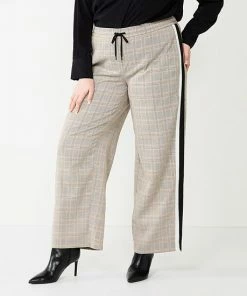 Plus Size Nine West Side-Stripe Pull-On Wide-Leg Pants Yellow Black Ivory -Nine West Shop unnamed file 3988