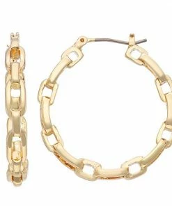 Nine West Chain Hoop Earrings Gold Tone -Nine West Shop unnamed file 4018