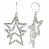 Nine West Silver Tone & Simulated Crystal Double Star Drop Earrings