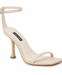Nine West Yess Women's Leather Heeled Sandals Brown Leather
