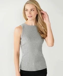 Women's Nine West Ribbed Tank Dusty Salt Heather