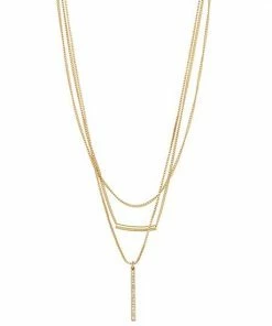 Nine West Simulated Crystal Multi-Strand Necklace Gold Tone