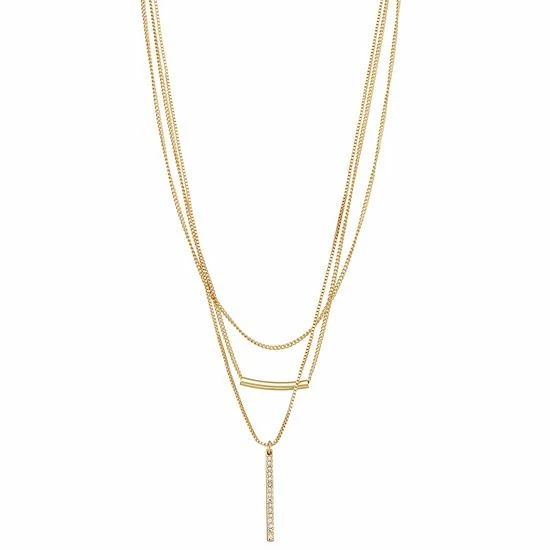Nine West Simulated Crystal Multi-Strand Necklace Gold Tone 2 Nine West Simulated Crystal Multi-Strand Necklace Gold Tone - Image 2