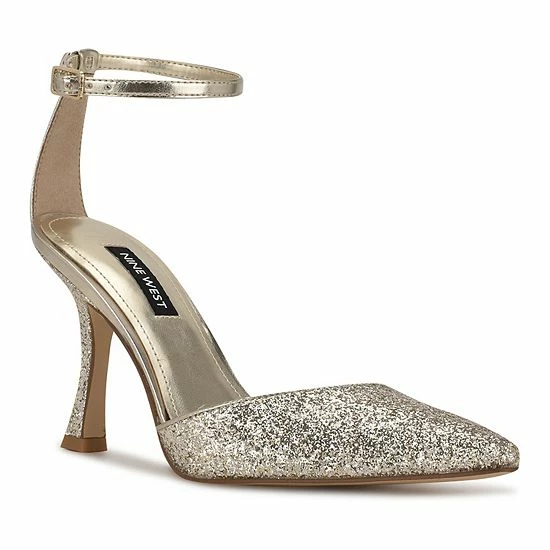 Nine West Shaply Women's High Heels Gold Glitter 7 Nine West Shaply Women's High Heels Gold Glitter - Image 7