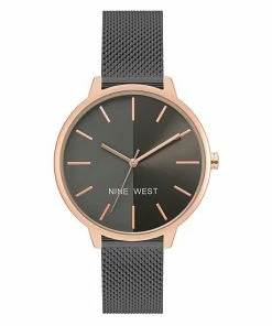 Nine West Women's Two Tone Mesh Watch Rose Gold Tone
