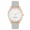 Nine West Women's Faux Leather Strap Watch Gold Tone Tan