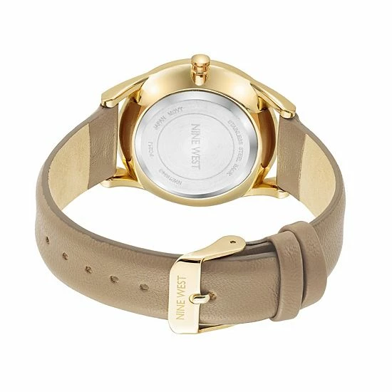 Nine West Women's Faux Leather Strap Watch Gold Tone Tan 2 Nine West Women's Faux Leather Strap Watch Gold Tone Tan - Image 2