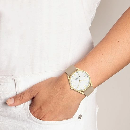 Nine West Women's Faux Leather Strap Watch Gold Tone Tan 6 Nine West Women's Faux Leather Strap Watch Gold Tone Tan - Image 6