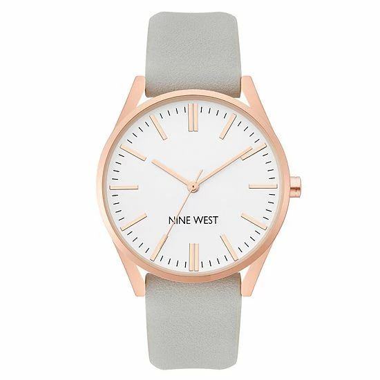 Nine West Women's Faux Leather Strap Watch Gold Tone Tan 7 Nine West Women's Faux Leather Strap Watch Gold Tone Tan - Image 7