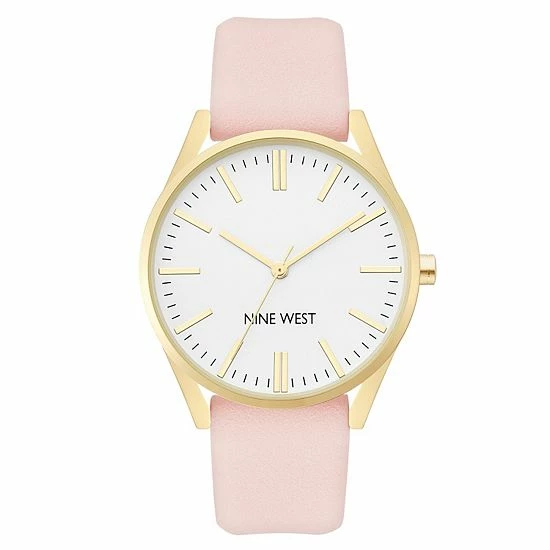 Nine West Women's Faux Leather Strap Watch Gold Tone Tan 9 Nine West Women's Faux Leather Strap Watch Gold Tone Tan - Image 9