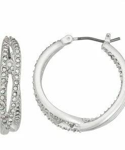 Nine West Simulated Crystal Crossed Hoop Earrings Clear -Nine West Shop unnamed file 4235