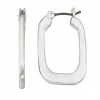 Nine West Wide Flat Square Hoop Earrings Silver Tone