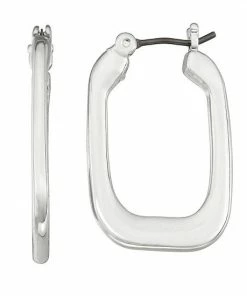 Nine West Wide Flat Square Hoop Earrings Silver Tone -Nine West Shop unnamed file 4247