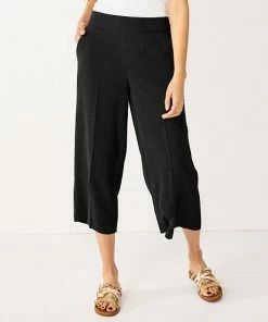 Petite Nine West High Rise Wide Leg Crop Pants Mineral Black -Nine West Shop unnamed file 4262