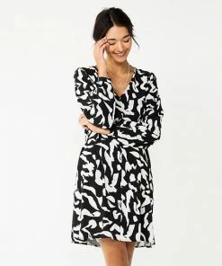 Women's Nine West Knot-Back Long Sleeve Dress Olive Landis