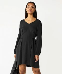 Women's Nine West Knot-Back Long Sleeve Dress Olive Landis -Nine West Shop unnamed file 431
