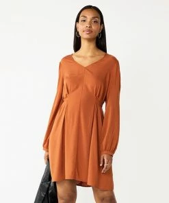 Women's Nine West Knot-Back Long Sleeve Dress Olive Landis -Nine West Shop unnamed file 432