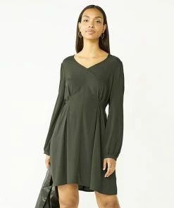 Women's Nine West Knot-Back Long Sleeve Dress Olive Landis -Nine West Shop unnamed file 435