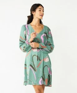 Women's Nine West Knot-Back Long Sleeve Dress Olive Landis -Nine West Shop unnamed file 436