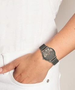 Nine West Women's Gray Stainless Steel Mesh Bracelet Watch With Flower Dial -Nine West Shop unnamed file 4368