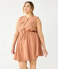 Plus Size Nine West Sleeveless Fit & Flare Utility Dress Zebra Maze