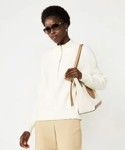 Women's Nine West Quarter Zip Sequin Stripe Pullover Sweater White -Nine West Shop unnamed file 4446