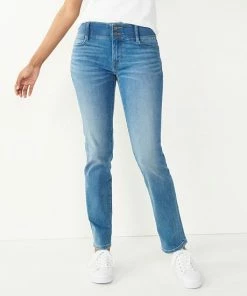 Women's Nine West Tummy-Control Slim Straight Jeans Black