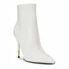 Nine West Bolana Women's Leather Ankle Boots White Leather