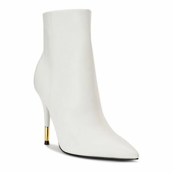 Nine West Bolana Women's Leather Ankle Boots White Leather 1 Nine West Bolana Women's Leather Ankle Boots White Leather