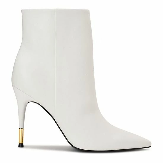 Nine West Bolana Women's Leather Ankle Boots White Leather 2 Nine West Bolana Women's Leather Ankle Boots White Leather - Image 2
