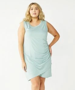 Plus Size Nine West French Terry Sleeveless Tulip Hem Dress Mint Virtue -Nine West Shop unnamed file 4511