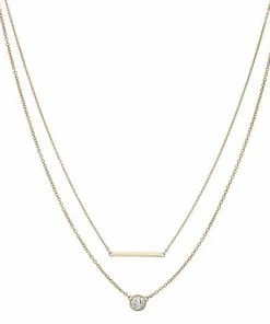 Nine West Stone Circle Bar Necklace
