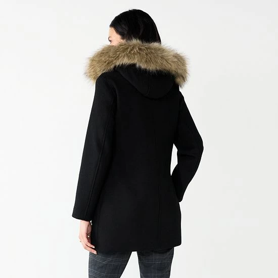 Women's Nine West Faux-Fur Hood Quilted Duffle Coat Froth White 2 Women's Nine West Faux-Fur Hood Quilted Duffle Coat Froth White - Image 2