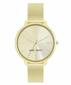 Nine West Women's Split Dial Mesh Watch Champagne