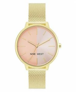 Nine West Women's Split Dial Mesh Watch Champagne -Nine West Shop unnamed file 4603