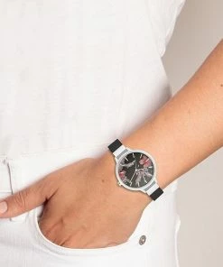 Nine West Women's Black Strap Watch With Flower Dial -Nine West Shop unnamed file 4608