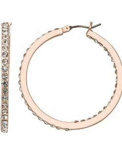 Nine West Inside Out Pave Hoop Earrings Rose Gold Tone -Nine West Shop unnamed file 4666