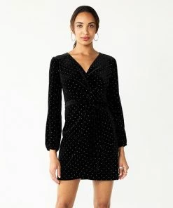 Women's Nine West Long Sleeve Velvet Wrap Dress Burgundy Tassel -Nine West Shop unnamed file 467