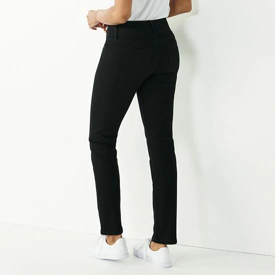 Petite Nine West Tummy Control Midrise Straight-Leg Jeans Black 2 Petite Nine West Tummy Control Midrise Straight-Leg Jeans Black - Image 2