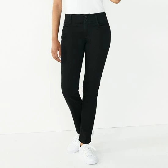 Petite Nine West Tummy Control Midrise Straight-Leg Jeans Black 4 Petite Nine West Tummy Control Midrise Straight-Leg Jeans Black - Image 4