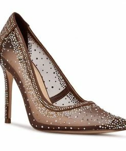 Nine West Fileen Women's Sheer Pointed Pumps Brown