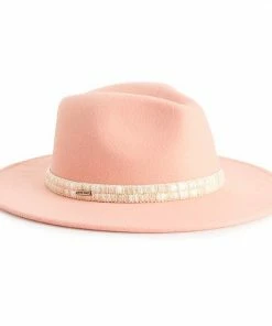 Women's Nine West Felt Multi-Color Trim Panama Hat Black