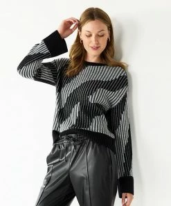 Women's Nine West Patterned Crewneck Sweater Pink Zebra Stripe -Nine West Shop unnamed file 475