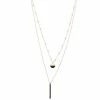 Nine West Enameled Pendant Layered Necklace Silver Tone