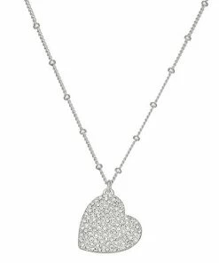 Nine West Pave Heart Pendant Necklace Silver Tone -Nine West Shop unnamed file 4847