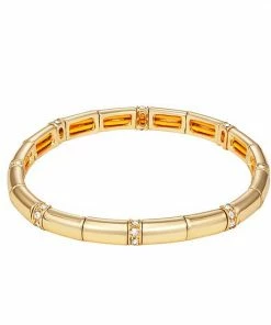Nine West Gold Tone Pave Stretch Bracelet
