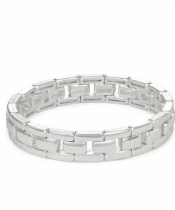 Women's Nine West Silver Tone Metal Chain Stretch Bracelet